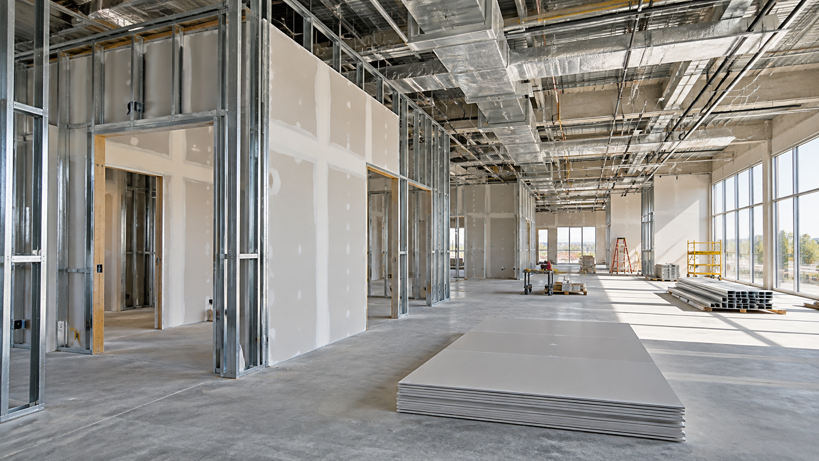 Illustrative commercial interior during renovation